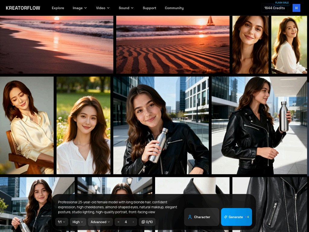 Image Creator interface showing prompt input field and generation settings