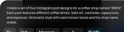 Prompt input showing BREW coffee shop branding series