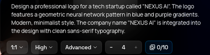 Logo design prompt with text rendering for NEXUS AI