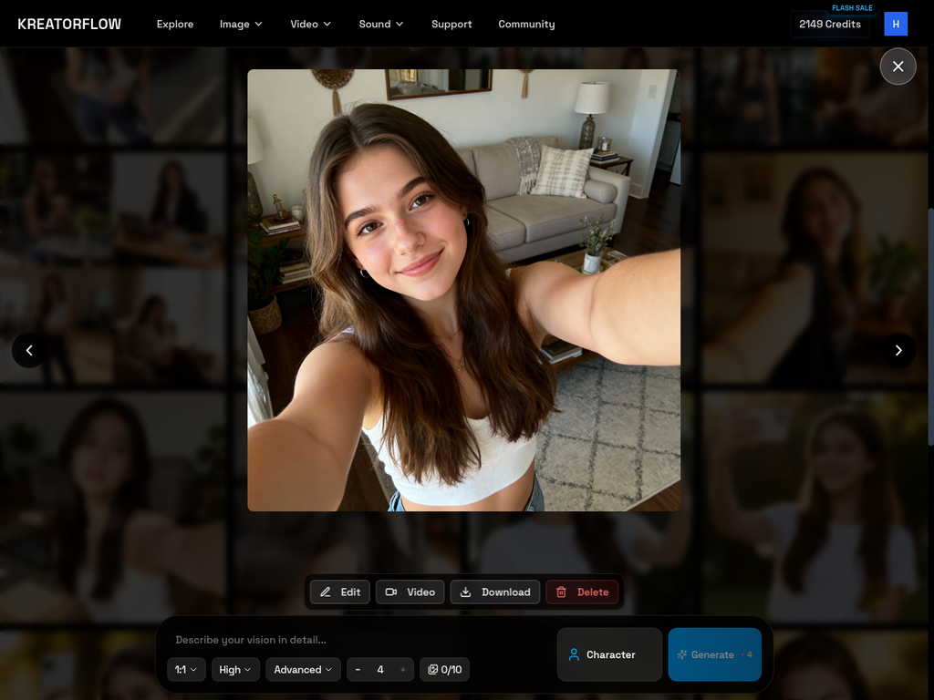 Original casual selfie used as reference image