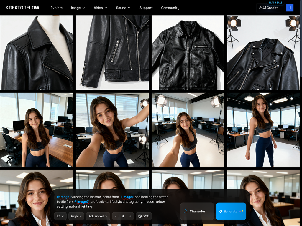 Prompt using three references - @image1, @image2, and @image3 each highlighted in different colors