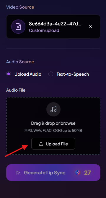 Audio upload interface