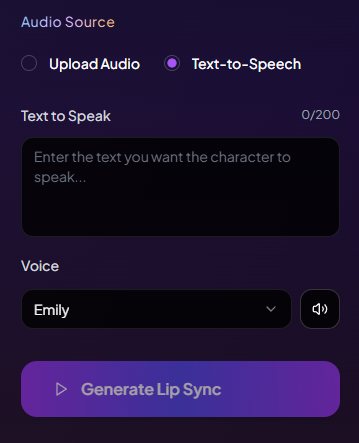 Text to speech generation interface