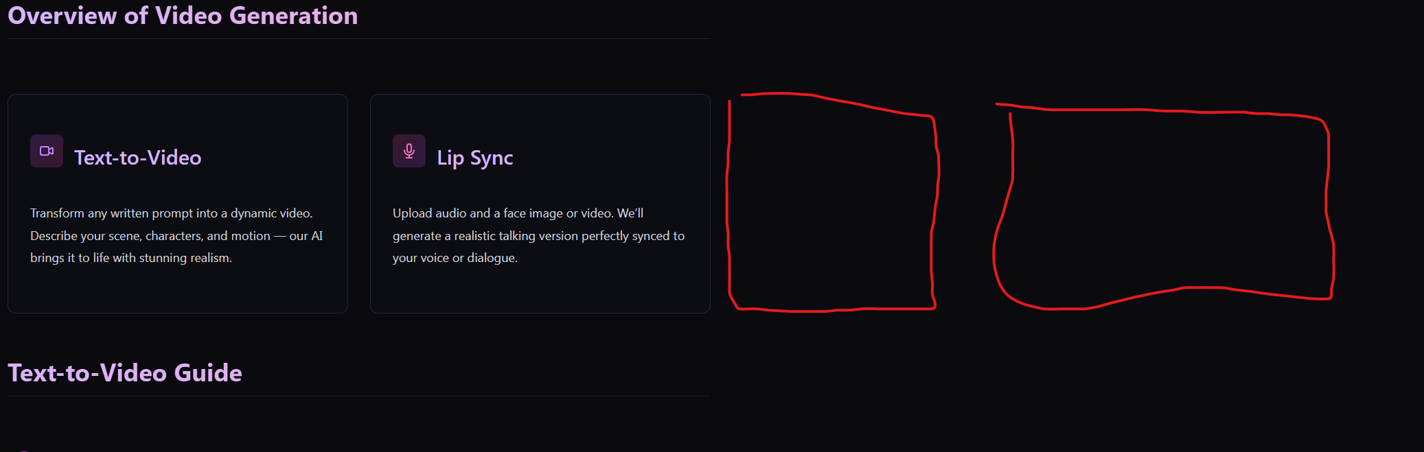 Video Creator interface overview showing all available options and modes
